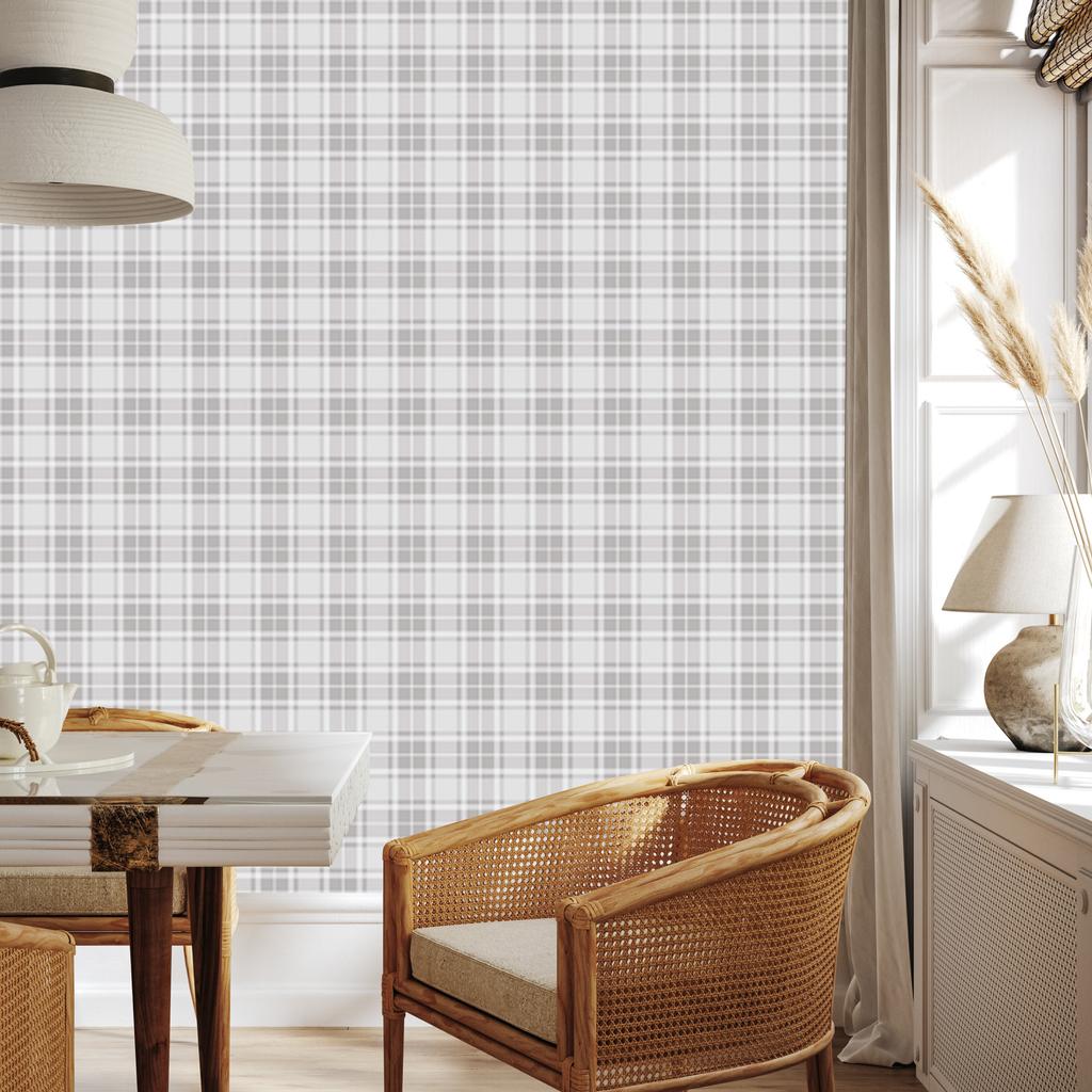 Classic Gray Plaid Wallpaper for Living Room and Bedroom 50x1000