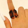 Flexible Fit Brown Leopard Pattern Acrylic Geometric Ring Lightweight Comfortable Statement Jewelry Accessory