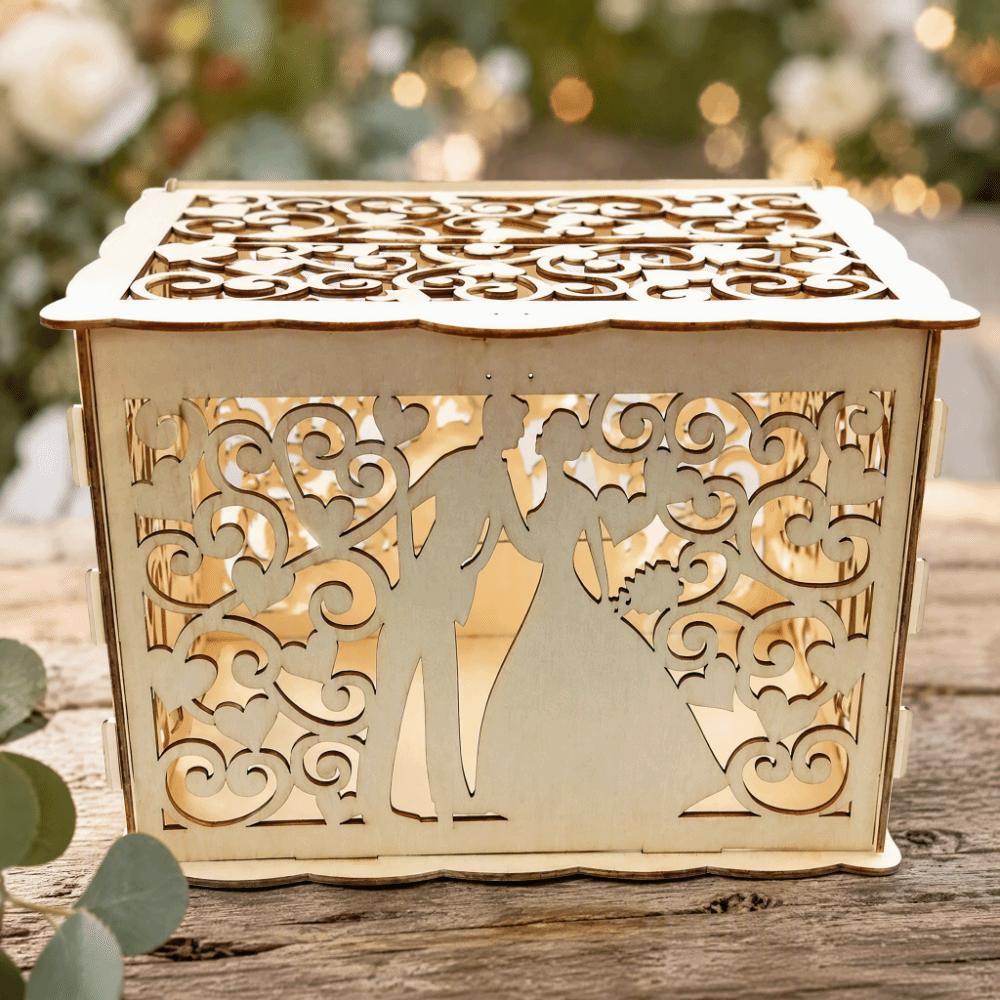 With Lock Wooden Envelope Box 22.5x15x15cm Wooden Money Box DIY DIY Card Box Bridal Shower