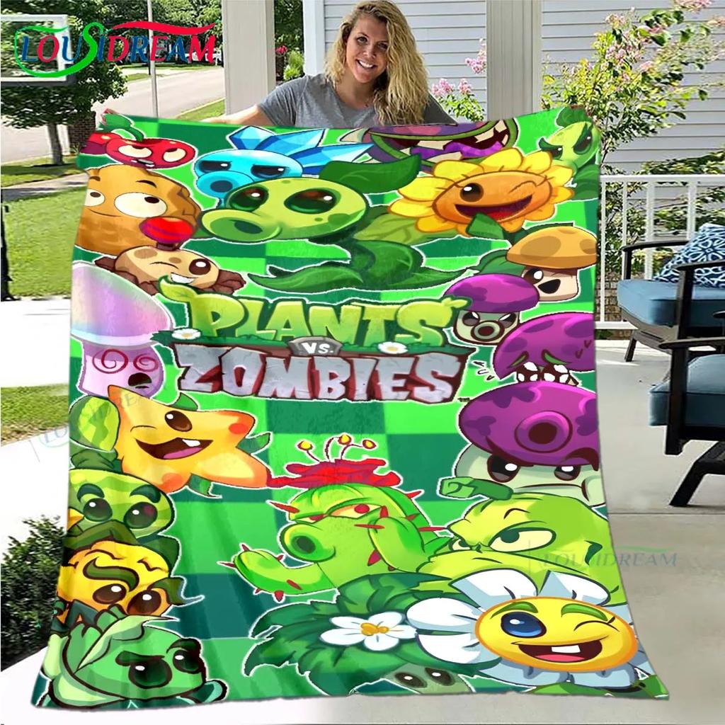 Hot Puzzle Games P-plant Vs Z-zombiee Flannel Children Blanket Sofa Bed Decoration Blanket Portable Blanket Bath Towel Gift