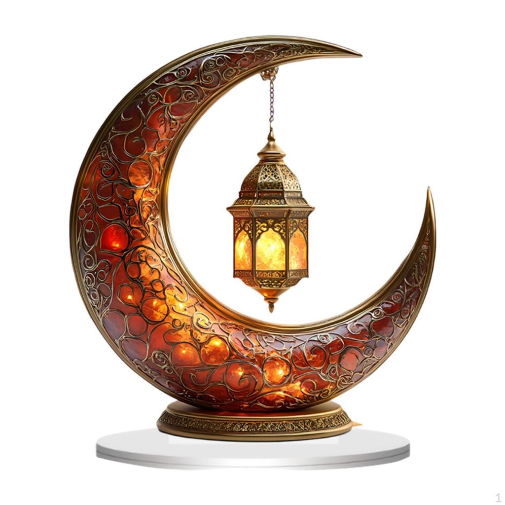 Eid Mubarak Night Light Ramadan Moon Acrylic Desk Lamp for Home Islamic Festival
