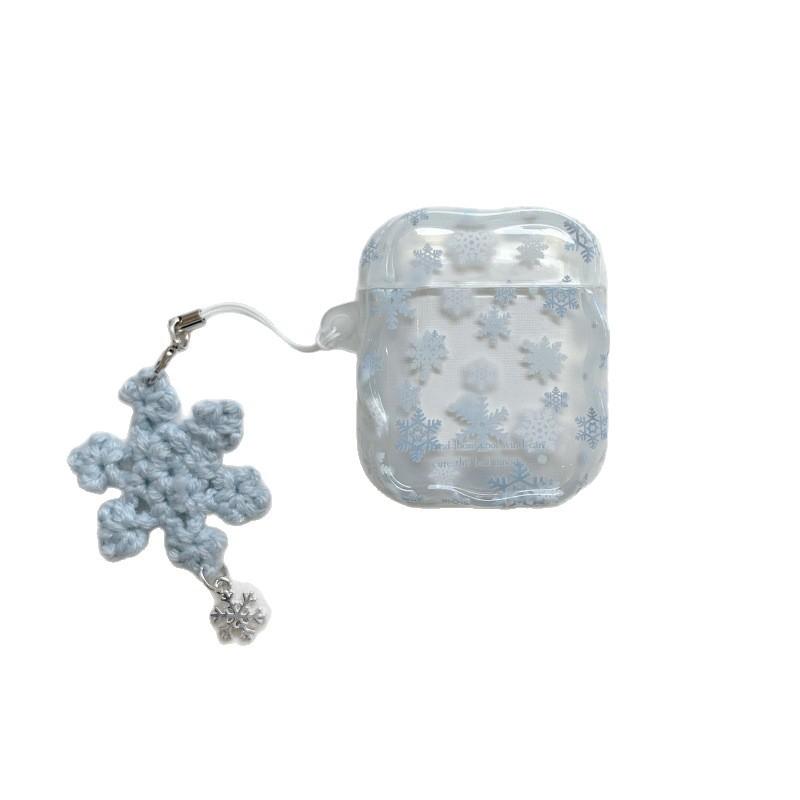Hanfeng Full Screen Transparent Blue Snowflake Suitable for Apple AirPods 1 Wireless Bluetooth Headset Case 1/1 Generation Headset Cover