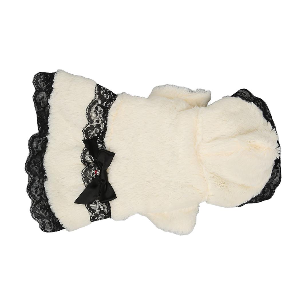 Haustier Warmes Kleid Weich Hautfreundlich Niedlich Kapuzenhund Winterkleidung für Welpe Katze Party Täglich Beige L