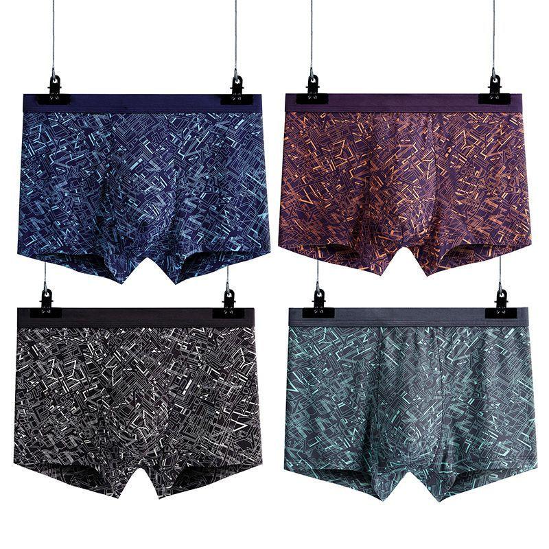 

4 шт. Мужское нижнее белье большого размера Мужские боксеры Мужское нижнее белье Дышащие и модные квадратные шорты Боксеры-слипы 4XL