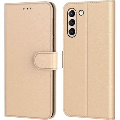 Ochranný kryt - PROSHOP - pro Samsung S21 FE - Kožený efekt - Přihrádka na kartu - Proti poškrábání