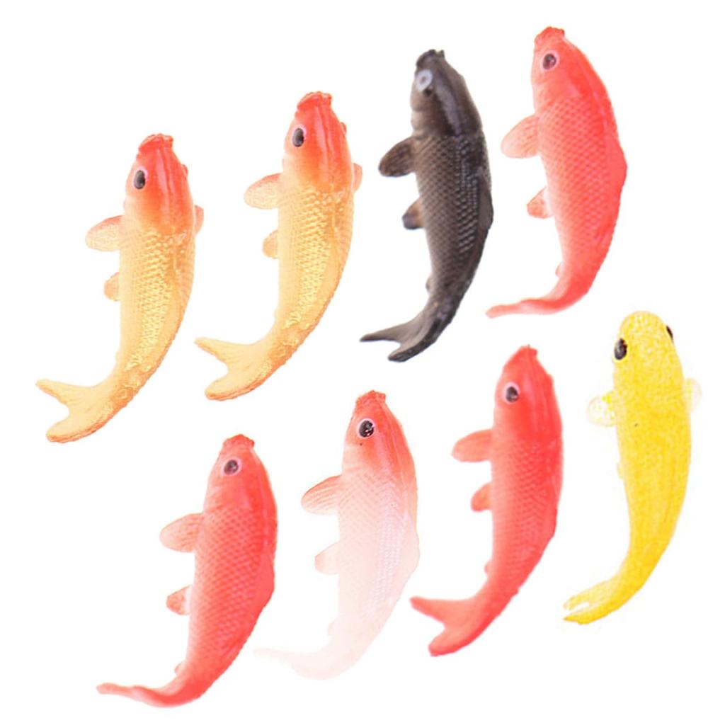 ABOOFAN Set of 8 Miniature Nishikigoi Figurines, PVC, Approx. 0.79 x 0.24 x 0.24 inches, Perfect for Aquarium Decorations, Dollhouse Decor, Small