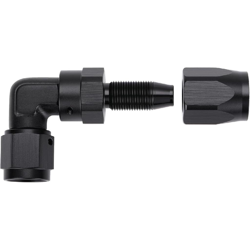 6AN 90 Degree Hose End Fitting Elbow Low Profile Forged Swivel Aluminum Black