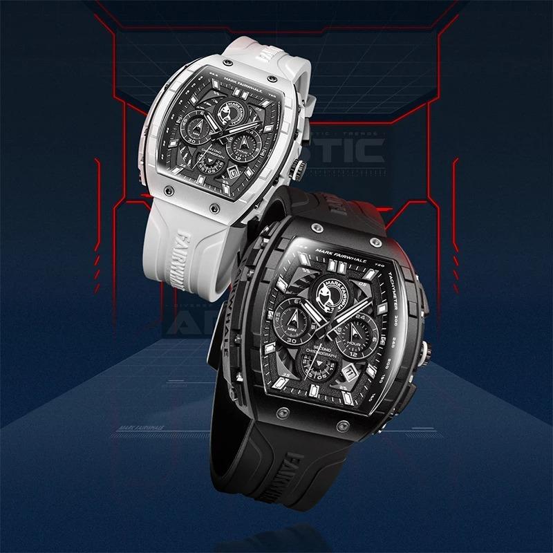 Mark Fairwhale 5670 Relógio de Pulso Masculino Fashion Multifunção Quartzo Cronógrafo Calendário Luminoso Casual Esportivo para Homem