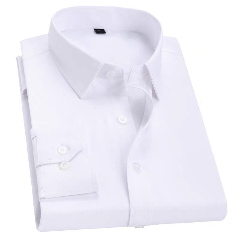 Men's Slim Fit Long Sleeve White Shirt - Stylish Formal Autumn Trend
