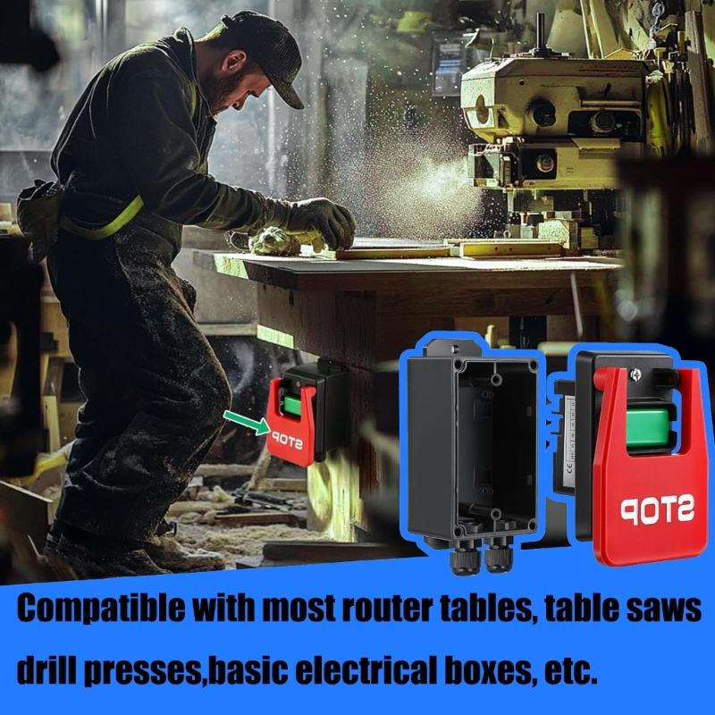 Practical Safety Switches with Large Stop Sign Paddles for Woodworking Equipment and Table 120V Single Phase
