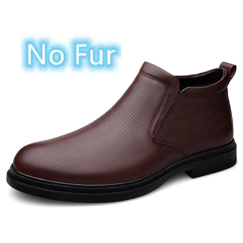 High Quality Genuine Leather Men Chelsea Boots Luxury Brand Man Business Boots Warm Plush Fur Botas Winter Formal High Top Shoes