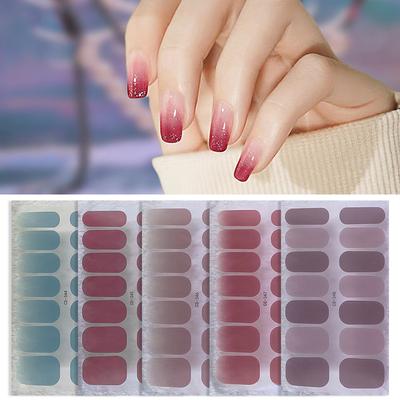 Keine Backlampe Wasserdichte Nagelaufkleber Full Cover Nagelsticker Einfarbige 14 Nägel/Set Mehrfarbiger Nail Art Look Patch Fest