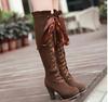 Lady Boots Rock Shoes Woman Sexy Thigh High Heels High Sexy Lace Up Clogs Platform Round Toe Luxury Designer Ladies  Women