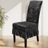 Gold Diamond Velvet Skirt Edge Chair Cover Ruffled Edges Universal Anti-slip Chair Cover Solid Color Removable