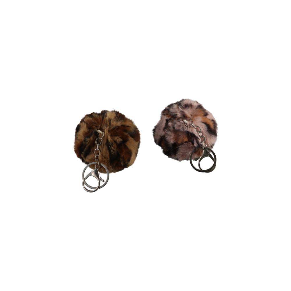 Bags Gifts Faux Rabbit Fur Heart Leopard Plush Pendant Key Chains Fur Ball Plush Keychain Key Ring