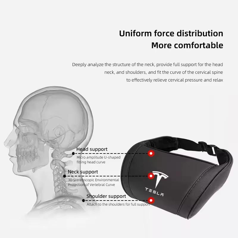 Tesla Car Leather Headrest Memory Foam Comfort Seat Neck Pillow For Tesla Model 3 Y S X Cybertruck Juguete Roadster Coil Bonina