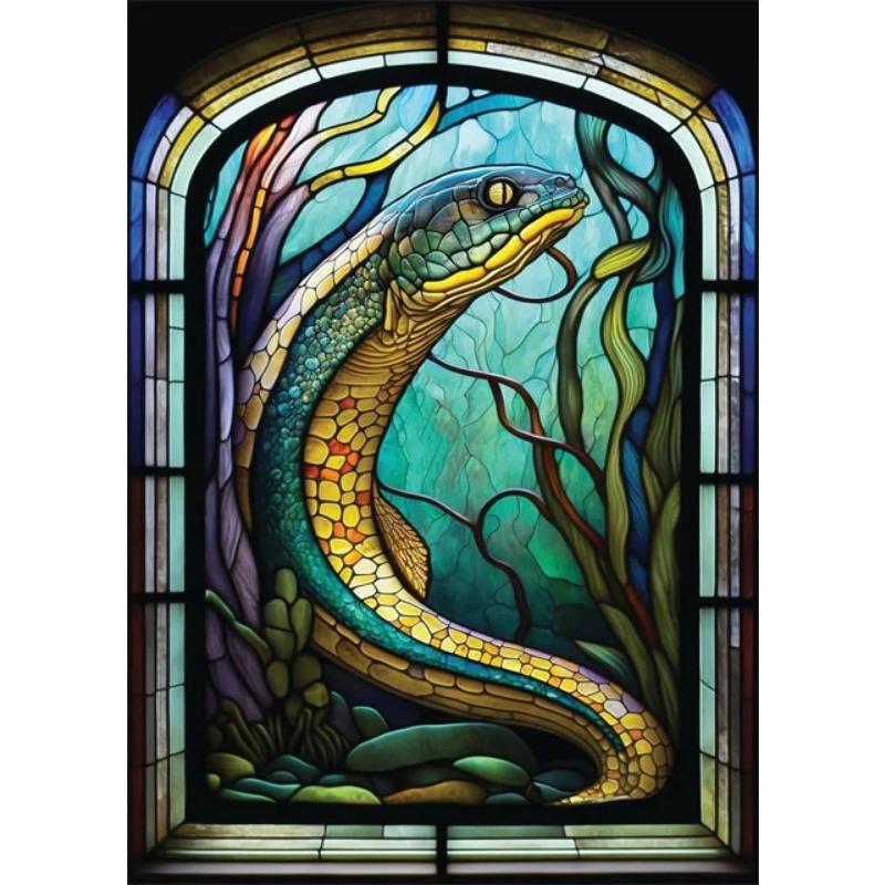 Marine Animals Canvas Painting Dolphin Blue Whale Stained Glass Posters Prints Abstract Wall Art Pictures for Living Room Decor