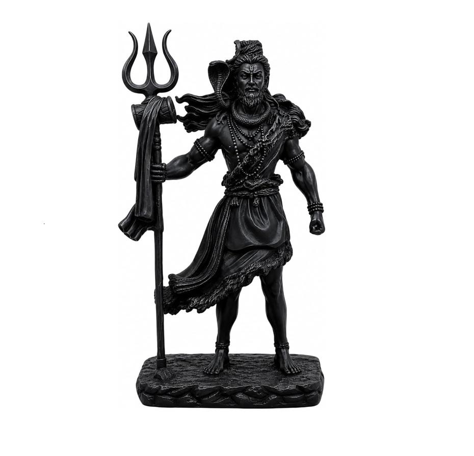 TreegoArt Statuetta Bholenath Mahadev Nera Fatta a Mano da Appoggio per Stanza delle Preghiere, Tempio di Casa e Ufficio - Altezza 4,5 Pollici (circa)