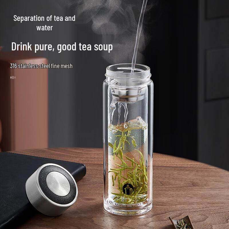 FUGUANG TeaMaster Double-Layer Antibacterial Glass Cup