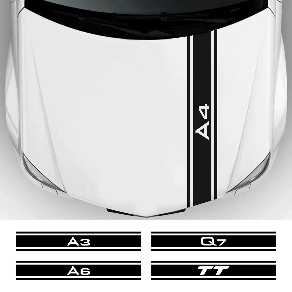 For B A3 8P S3 8V A4 B8 B6 A6 C6 C5 C7 Q2 Q3 Q5 Q7 Q8 TT TTS PVC Car Front Hood Film Sticker Vinyl Auto Bonnet Strip Decal