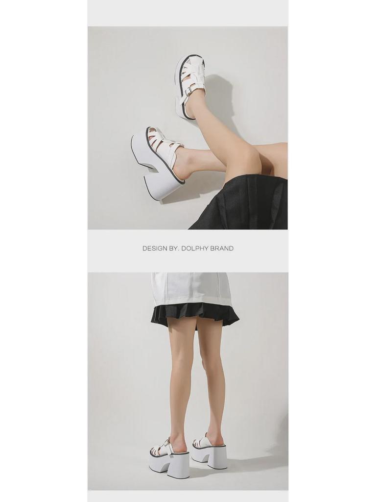 Damen Wasserdichte Mesh Plateau Slip-On Sandalen, 11 cm Hoher Absatz, Sommer Outdoor Große Größe