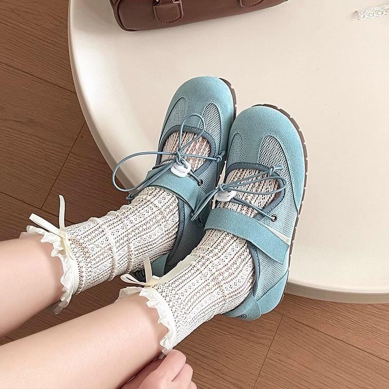 2025 Spring and Summer New Versatile Korean Version of Mary Jane Shoes Niche Fashion Silver Ballet Shoes Women's Casual Shoes