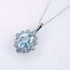 And My Jewelry Natural Blue Topaz Necklace Pendant Luxurious Antique Style Carat Car Cut [Your Box] - 3.0 14171/Oval [November Birthstone] [Gift