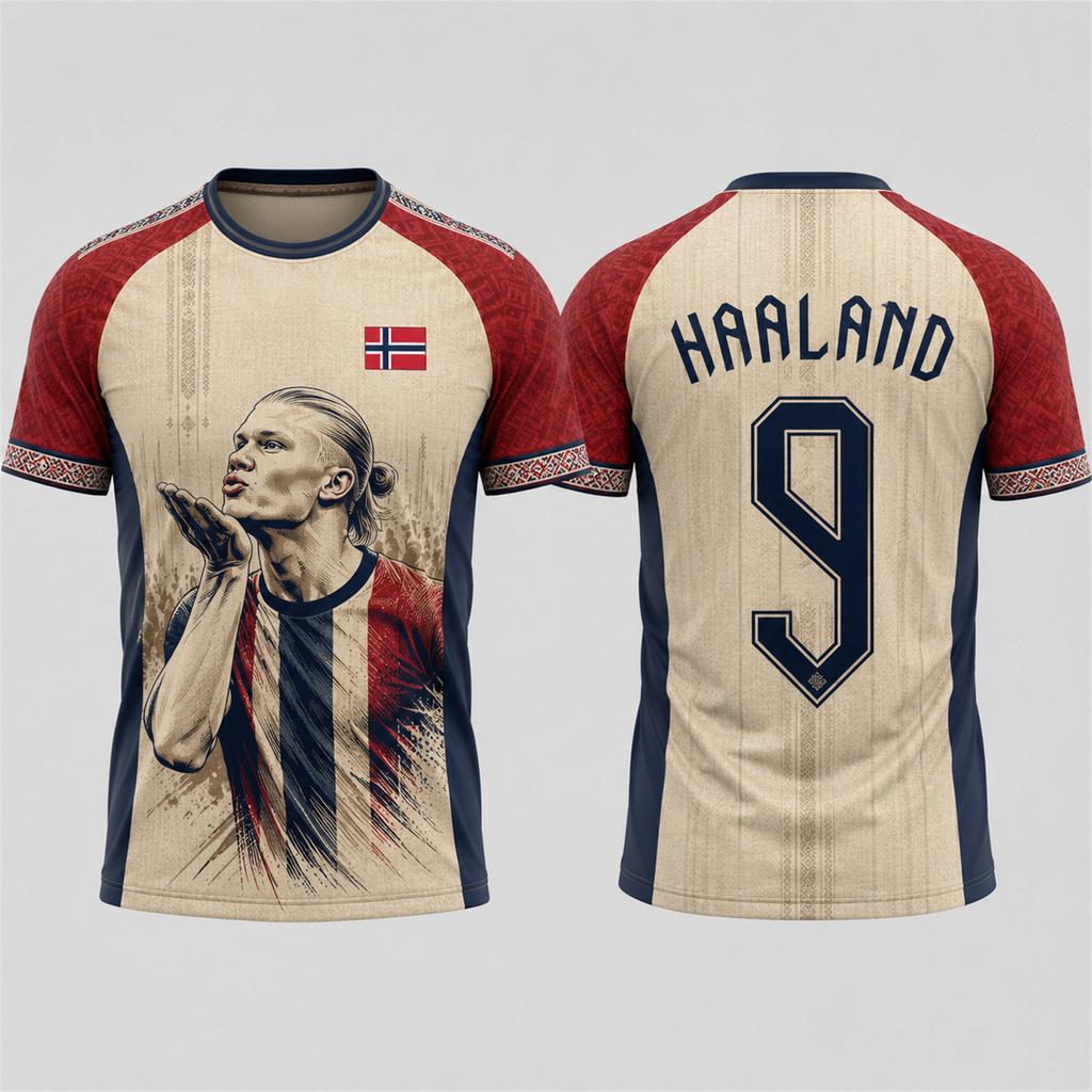 Maglia da Calcio Commemorativa Haaland per Uomo o Bambino Maglia Sportiva da Calcio per Allenamento all'Aperto, Corsa e Attività Sportive