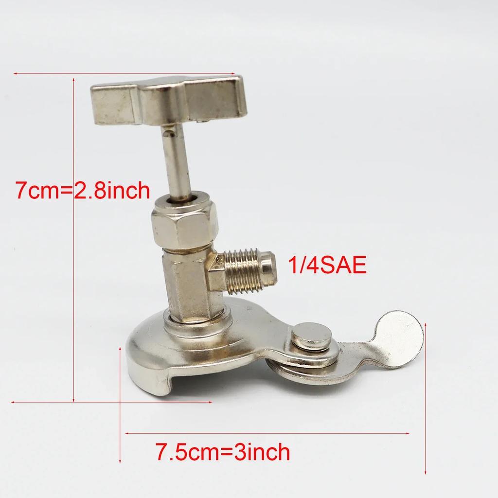 Automotive Refrigerant Opener, Universal Can Dispenser Valve for R12/R134a/R22/R410 Refrigerant Filling Hoses