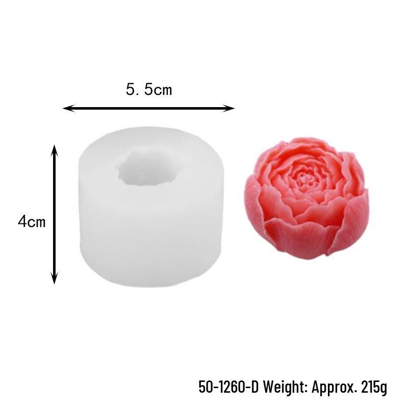 Stampo in Silicone Fiore di Peonia 3D per Candele, Sapone e Arte in Resina