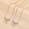Chic Titanium Steel Bow Pendant Necklace For Women With Dazzling Diamond Inlay