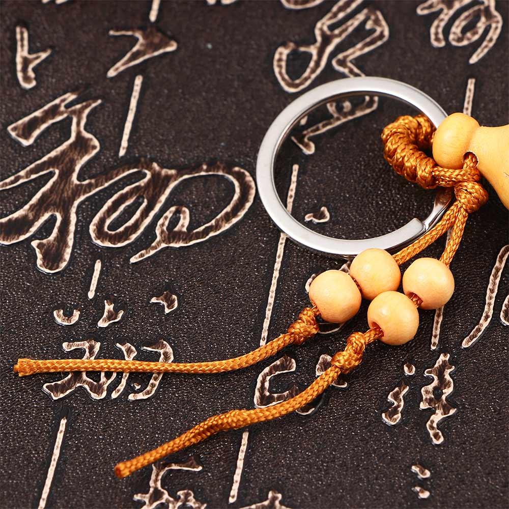 Car Key Ring Ornaments Bag Pendant Chinese Traditional Keychain Good Luck Gourd Peach Wood Keyring