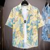Floral shirt men's short-sleeved summer Hawaiian thin youth retro beach shirt