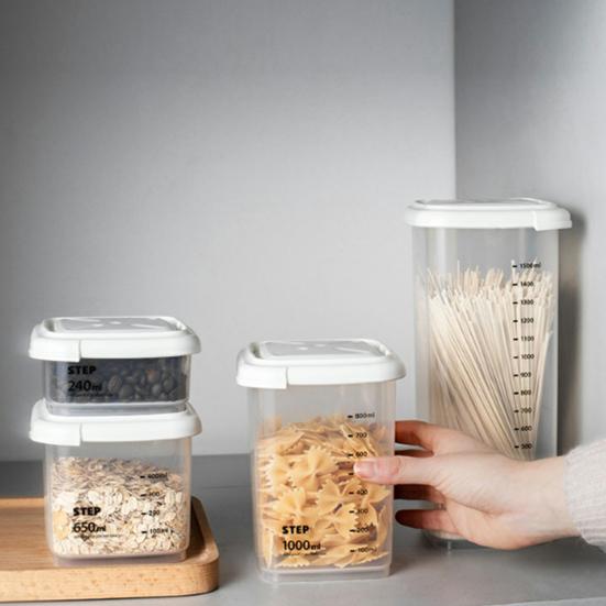 Food Jar Food Grade Dust-proof Plastic Scale Mark Style Food Sealing Jar for Home