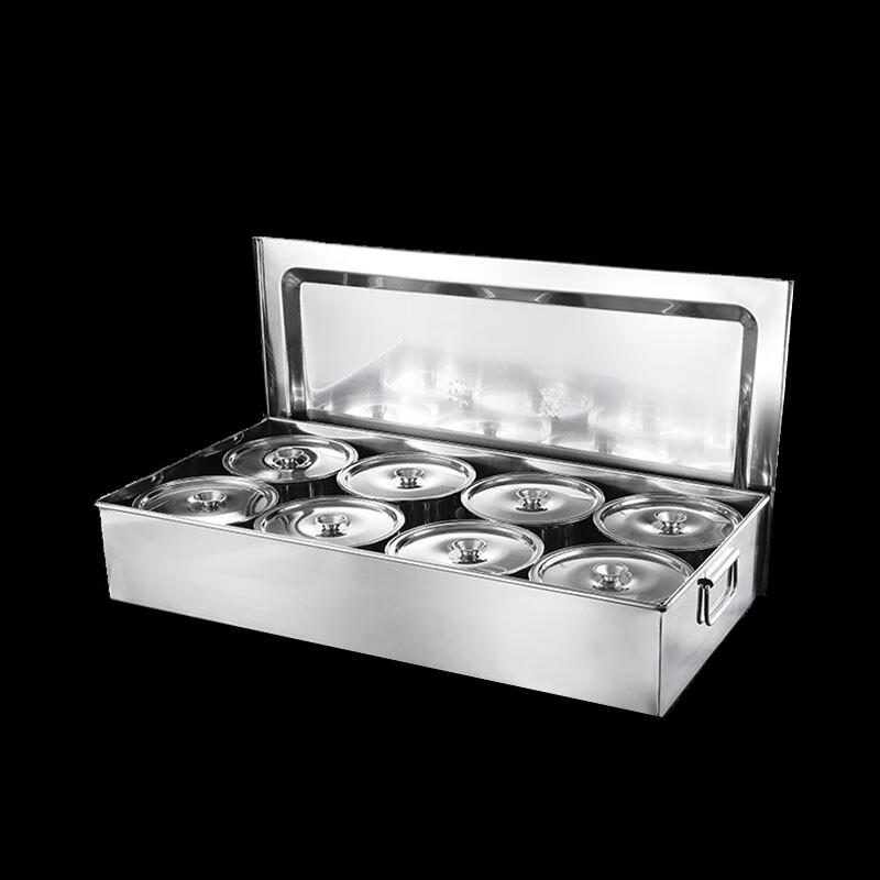 Commercial 304 Stainless Steel 8-Compartment Condiment Box