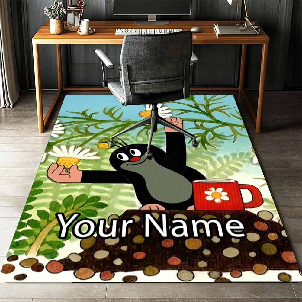 Custom Name Krtek Printed Carpet, Rug for Office Chair Living Room Bedroom Kitchen Room Decor Gifts.