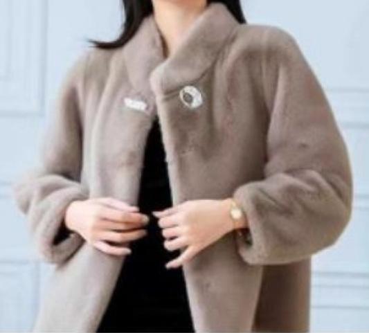 New imitation mink velvet fur coat women's short coat fashion temperament stand-up collar autumn and winter mother