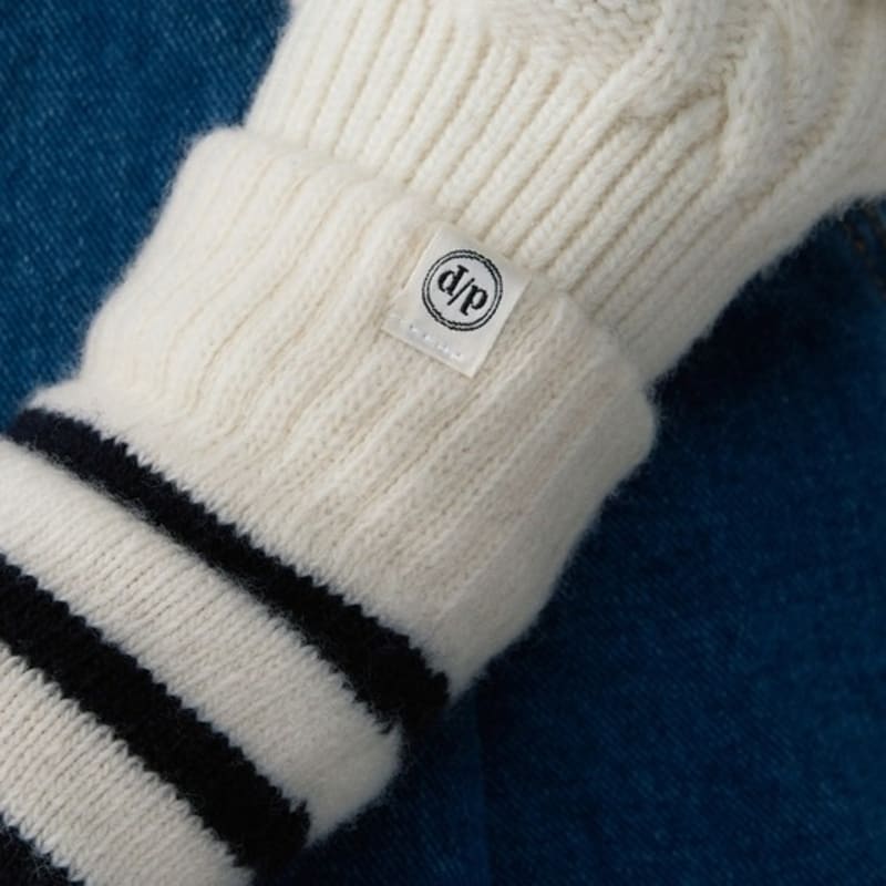 DEPOUND stripe knit gloves - ivory