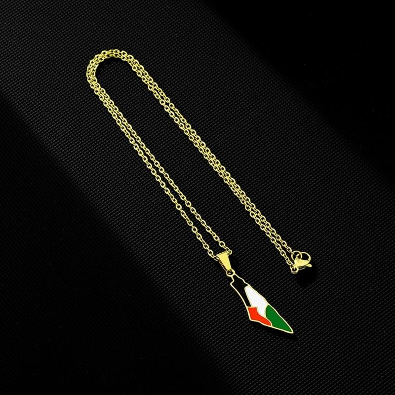 Unique ISR Map Pendant Necklace PLE Adjustable Chain Necklace Stainless Steel Material Suitable for Fashionable Outfits
