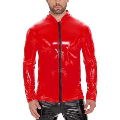 Giacca da Uomo in Ecopelle PU Slim Fit a Manica Lunga con Zip e Collo Rialzato - Senza Odori