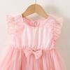 Girls' Fashionable Bow Tie Netted Chiffon Dress - Summer Children's Princess-style Dress