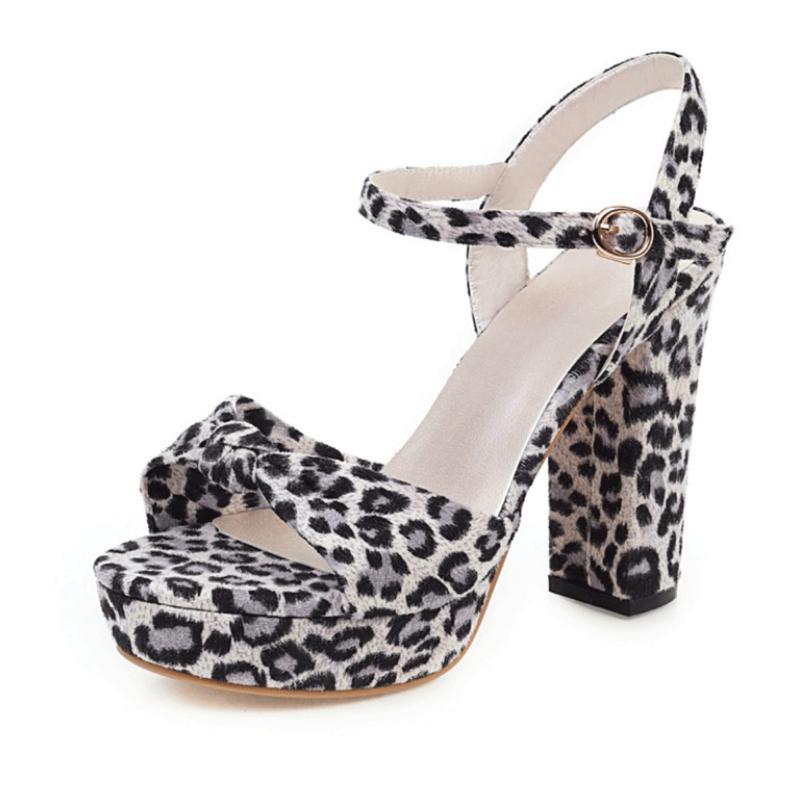 Leopard Bow Women Platform Sandals 11.5cm High Heel Summer Pumps Fashion Night Club Sandalias Party Wedding Lady Sandals WSH3928