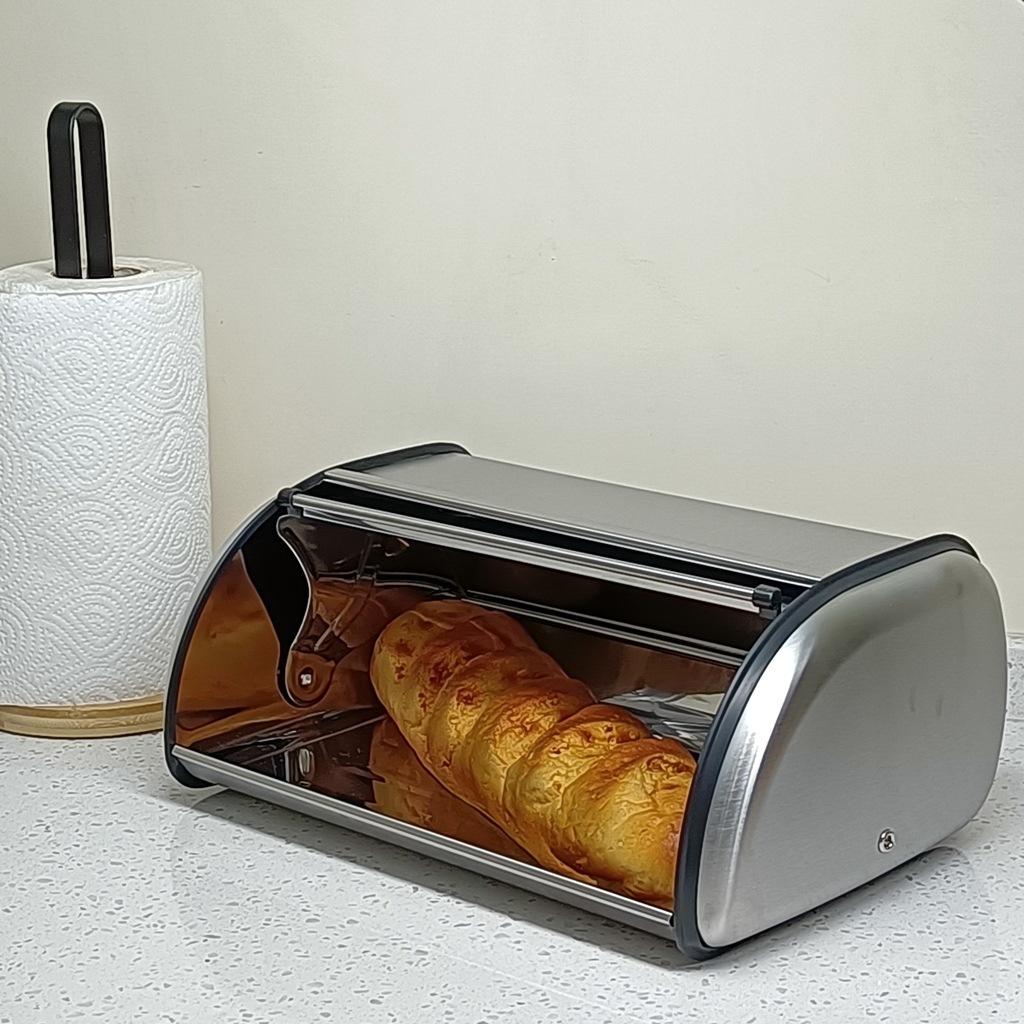 Verzinktes Eisen Bambusabdeckung Brotkasten Haushalt Eisen Aufbewahrungsbox Küche Gebäckaufbewahrung Metall Versiegelte Box