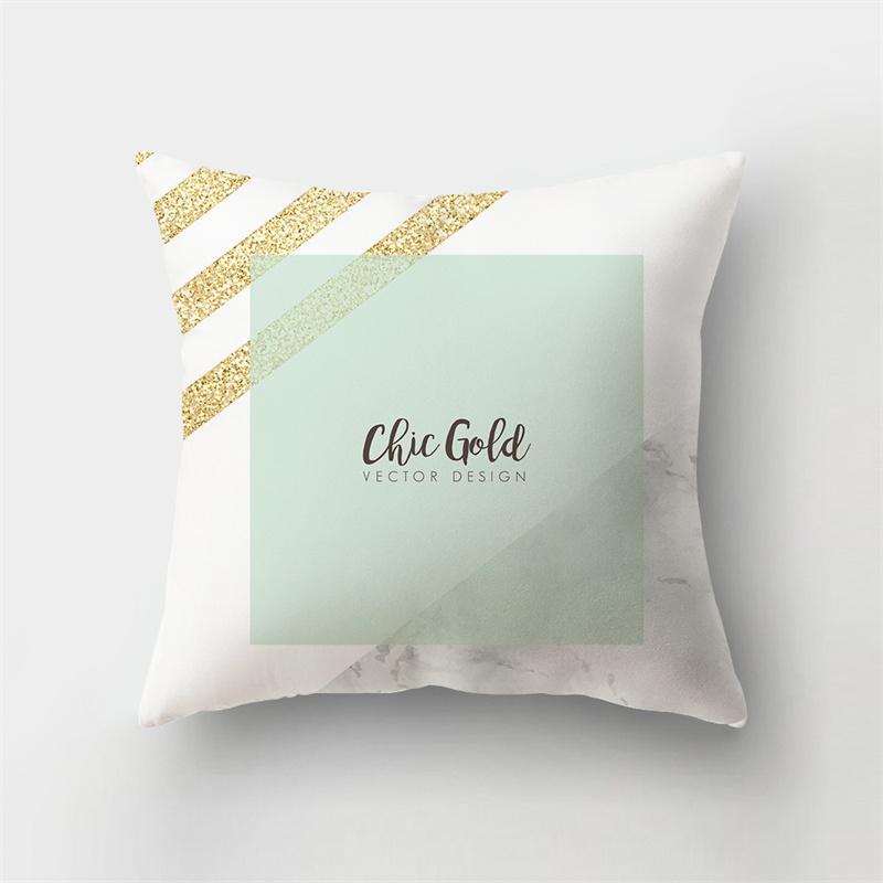 45x45cm Abstract Geometric Print Cushion Cover Marble Pillow Cover Polyester Short Plush Patchwork Sofa Home Decor Cushion Cover