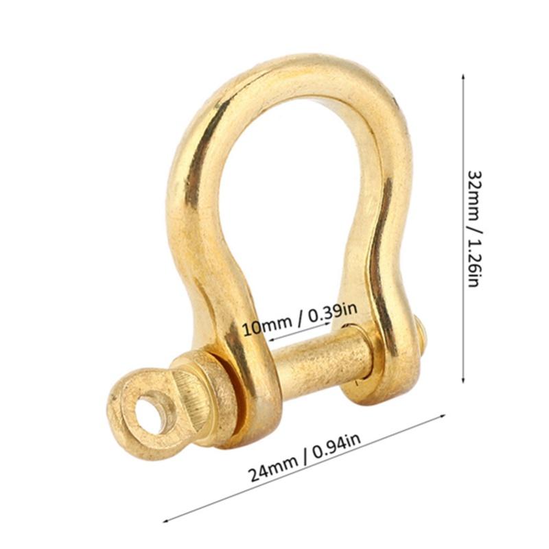 2 Σετ Κρίκος Αγκύρωσης Καθαρός Ορείχαλκος Τύπου U Μπρελόκ Γάντζος Χρυσή Συνδετική Αγκράφα 10mm