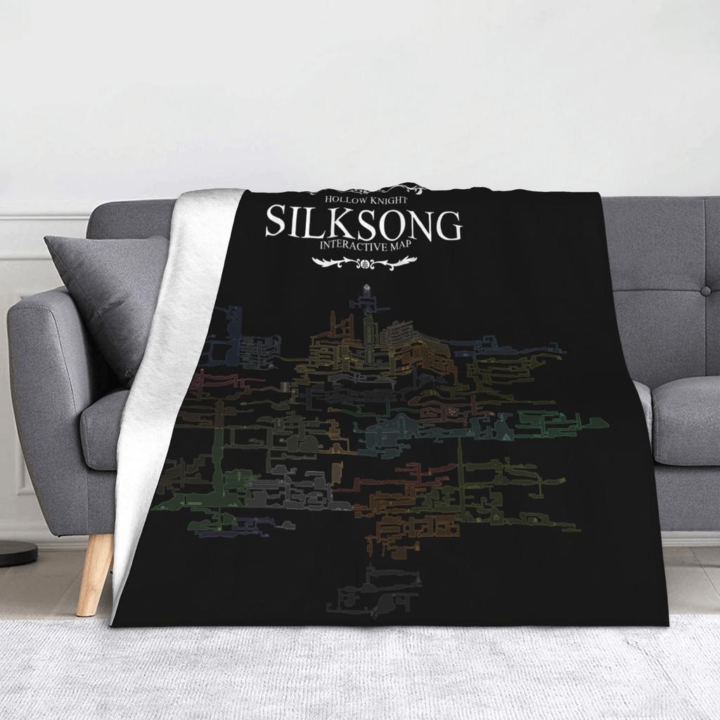 Hollow Knight Silksong Game Map Blanket Mysterious Flannel Awesome Soft Throw Blanket for Bed Sofa Textile Decor Couch