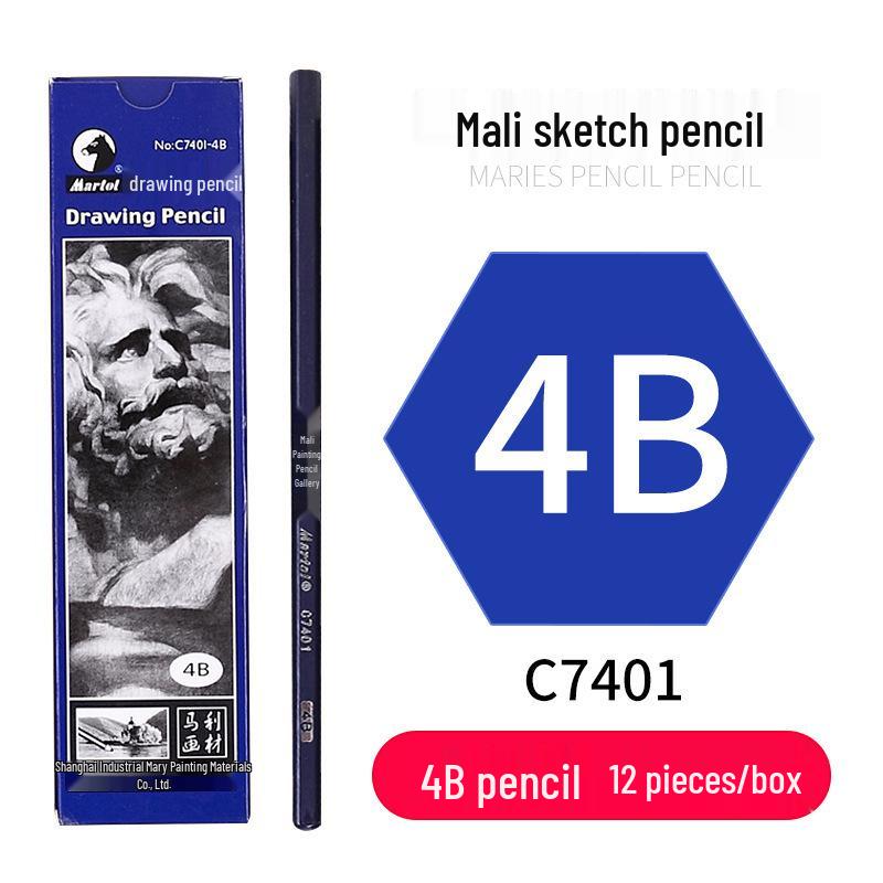 Mali Student Sketching & Drawing Pencil Set: Includes 2B, 4B, 14B soft, medium, hard, and charcoal pencils ideal for art exams.