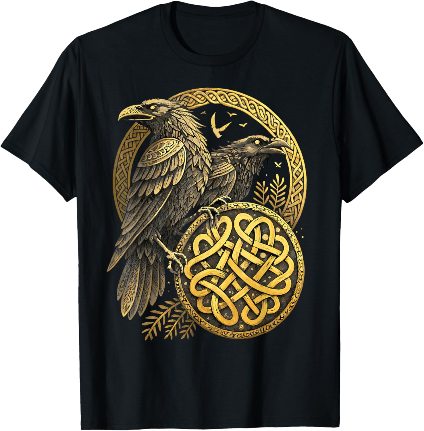 Norse Knotwork Odins Ravens Huginn Muninn TShirt 100 Cotton ONeck Short Sleeve Summer Casual Unisexs Tshirt Streetwear S
