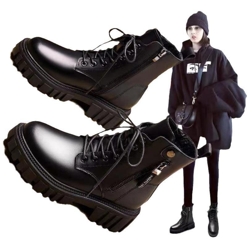 British Martin Boots 22 New Thick-soled Inner Height Increase Small Boots Velvet Thin Short Boots Winter