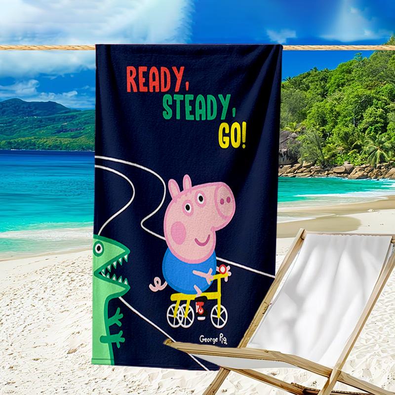1pc Pink Pig (8) Beach Towel, Beach and Seaside Swimming Pool Equipment, Fashion Pattern, Rectangular, Travel Essentials